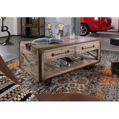 Wheel Coffee Table with Storage