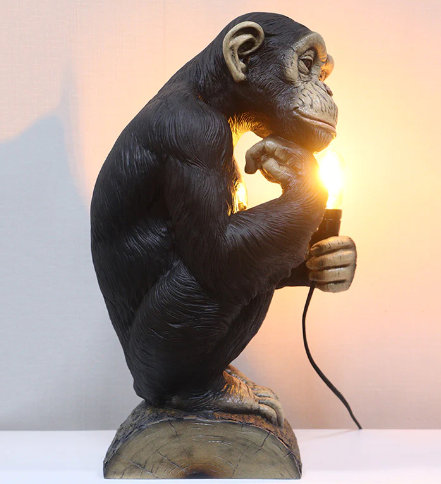 Adeodata Monkey Chimp Light Table Top Statue