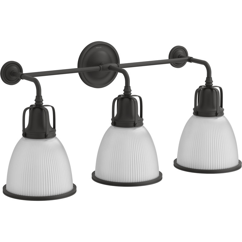 Hauksbee Three-Light Bell Sconce, Black, 13.62" H x 28.12" W x 9.62" D