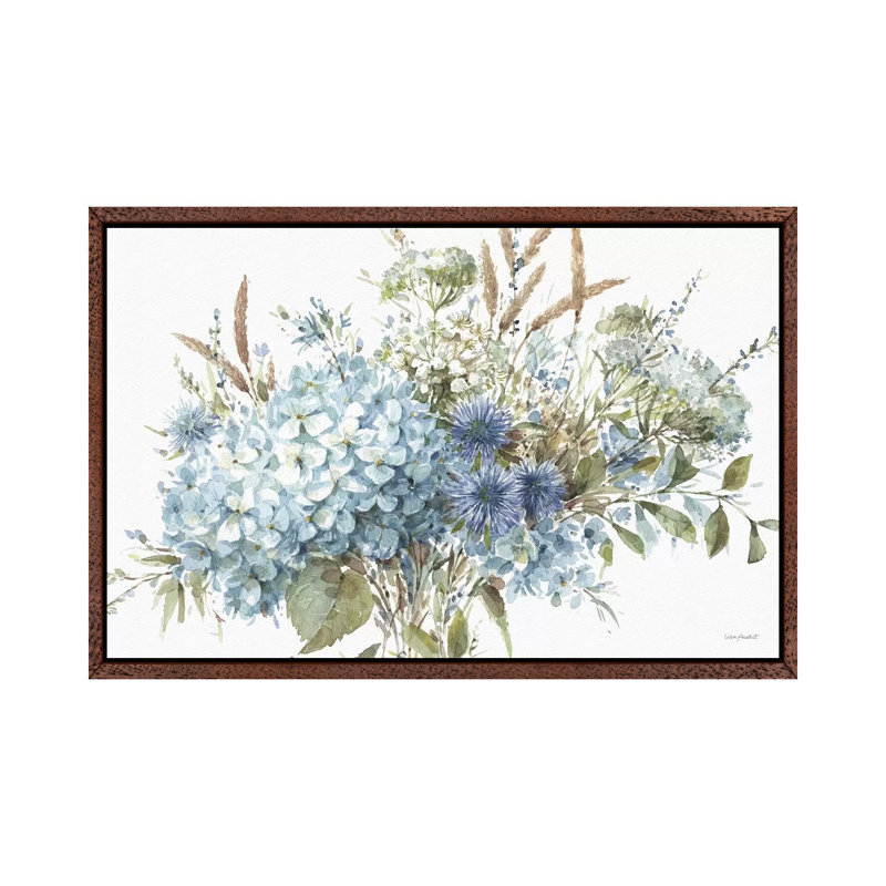 Bohemian Blue IA by Lisa Audit - Print on Canvas, 45.72cm H x 66.04cm W x 3.81cm D, Classic Brown Wood Framed