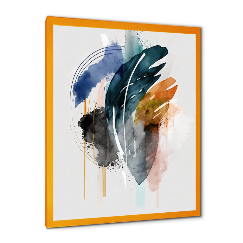 Mouvement feuille de palmier - imprimé, H 20 po x l 12 po x P 1 po, Encadrement doré