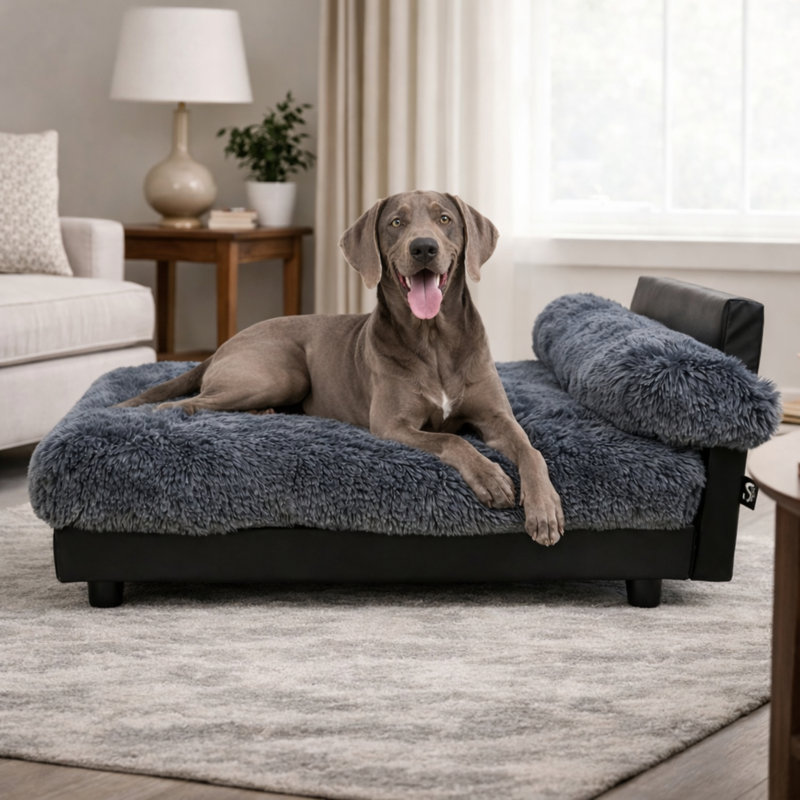 Lit orthopédique pour animaux Mid-Century, gris, Moyen (H 18 po x l 20 po x P 28 po)