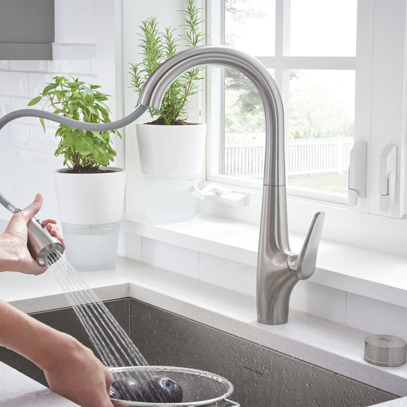 Robinet de cuisine à poignée simple Saybrook avec accessoires, Acier inoxydable