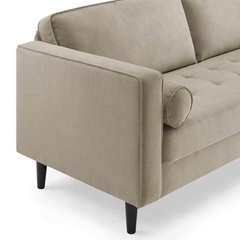 Jeses 207Cm Square Arms Sofa, Beige Polyester Blend