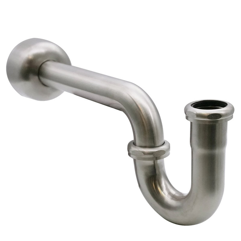 Siphon en P 1-1 / 2 po en laiton avec tube d'extension à joint coulissant de 8 po, Nickel satiné