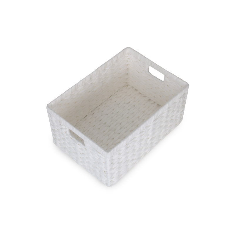 Wicker White Paper Rope Storage Basket, 21cm H x 42cm W x 30cm D