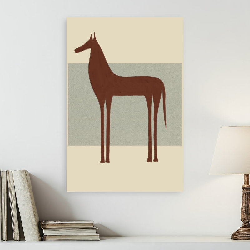 Art mural minimaliste, cheval brun abstrait minimaliste