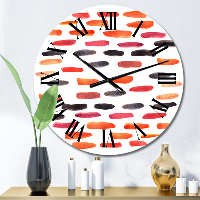 Horloge murale rétro à motif horizontal orange et bleu