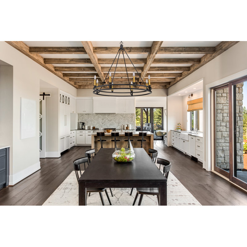 Henricks 8 - Light Dimmable Wagon Wheel Chandelier