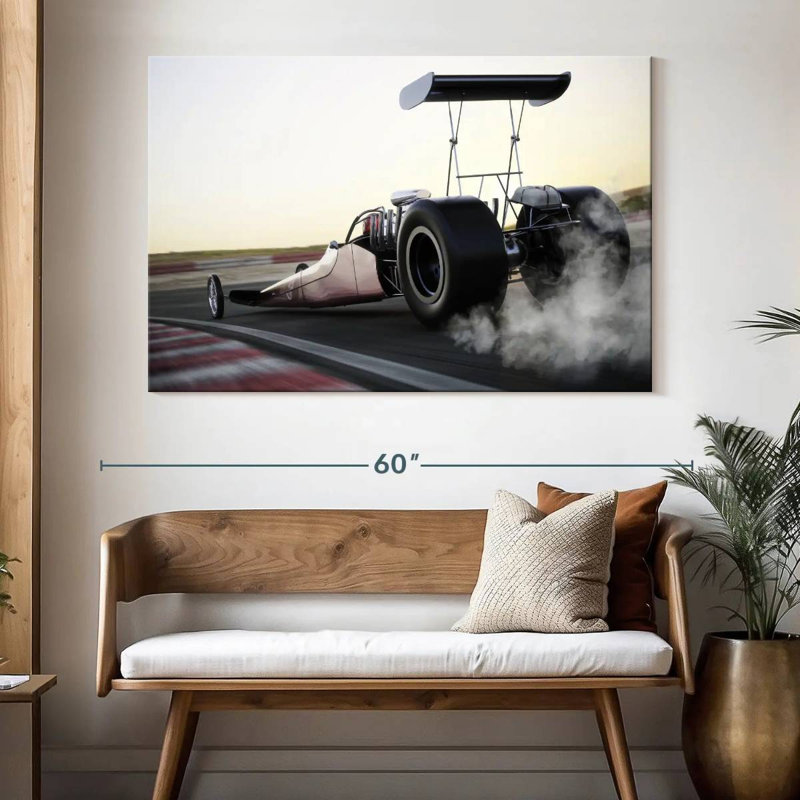 Voiture Mehar Dragster en action, H 34 po x l 51 po
