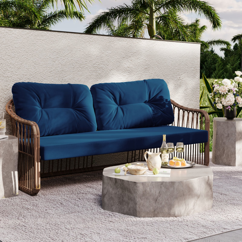 Outdoor 4'' Thick Loveseat Sofa Patio Furniture Cushions 46'' W X 26'' D Outdoor Couch Cushions Replacement Cushion Set Seat/Back Cushion (SOFA NOT INCLUDED)