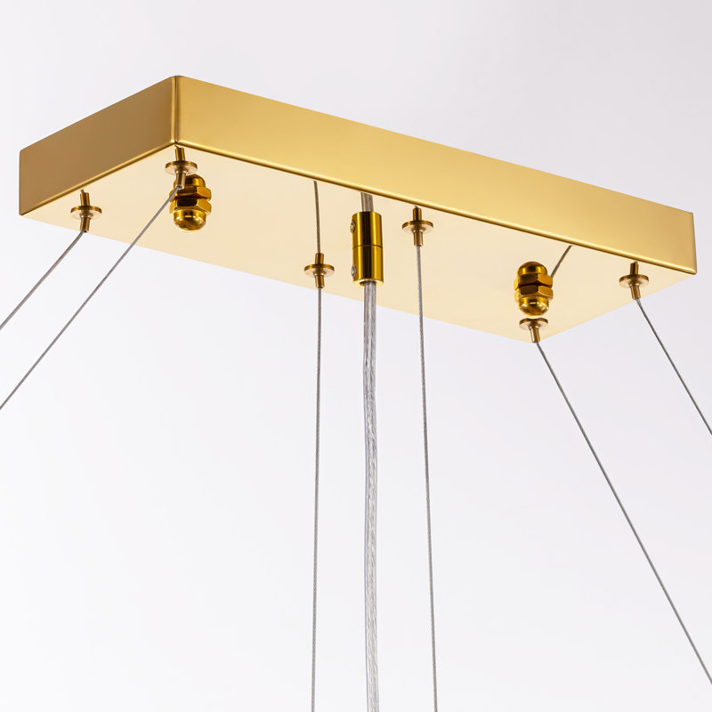 Lustre rectangulaire en cristal 10 lumières Anacelia, L 47 po x l 10 po x H 10 po, Doré