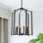 6-Light Dimmable Black Geometric Cage Lantern Pendant Chandelier-1908156299
