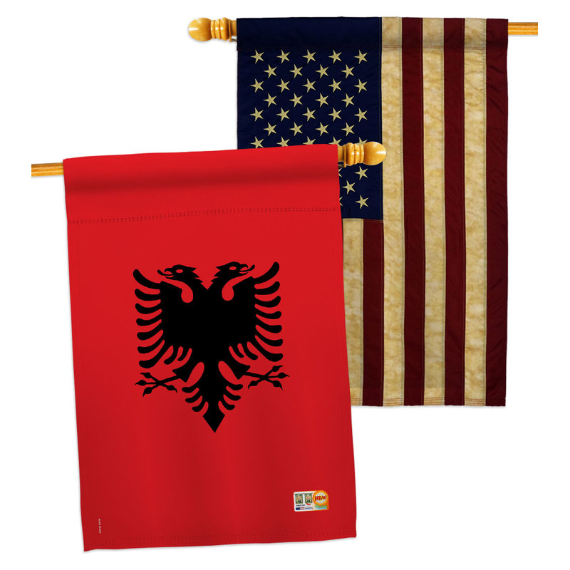 Drapeau de maison en polyester 3 côtés 3 pi x 2 pi 3 pi Albania