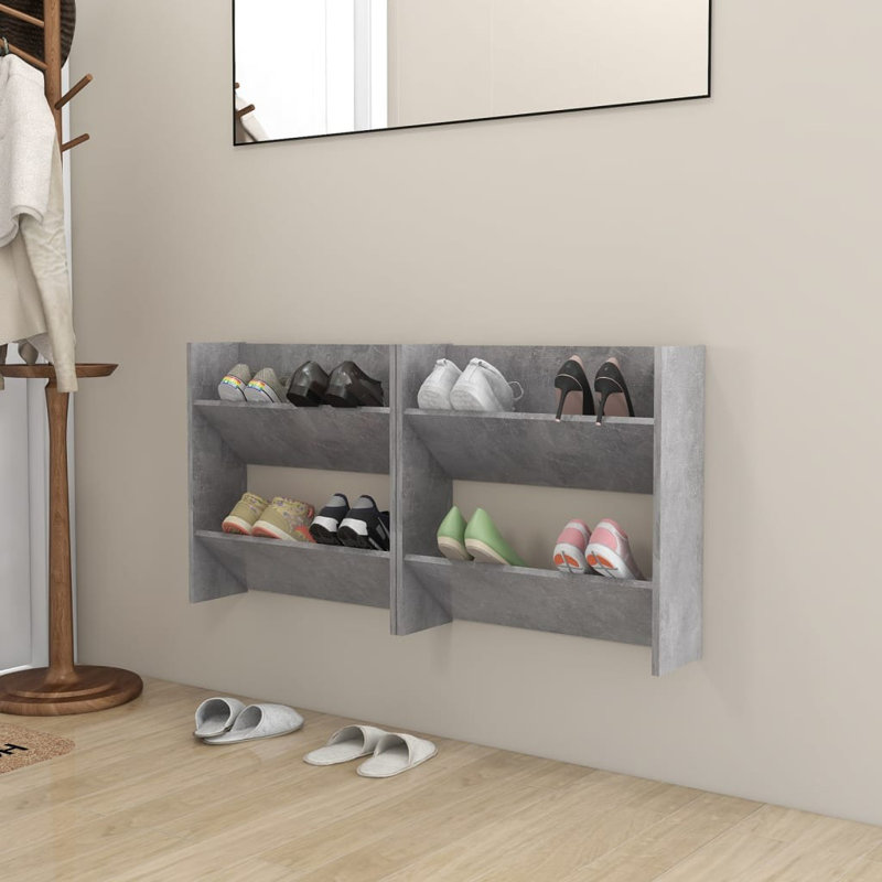 8 Pair Shoe Rack, Concrete Grey