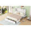 Grand lit escamotable mobile avec tiroir et petites tablettes de chaque côté, blanc