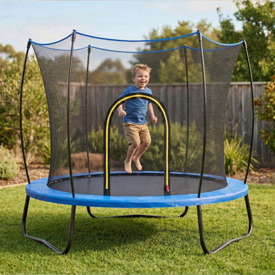 Trampoline rond de 55 po avec enceinte sécuritaire, cadre galvanisé et filet résistant aux rayons UV pour s'amuser en famille et faire de l'exercice