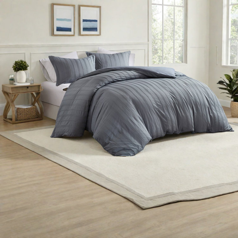 Ensembles de literie 3 pièces durables, rayures tissées en polyester doux pour les chambres modernes