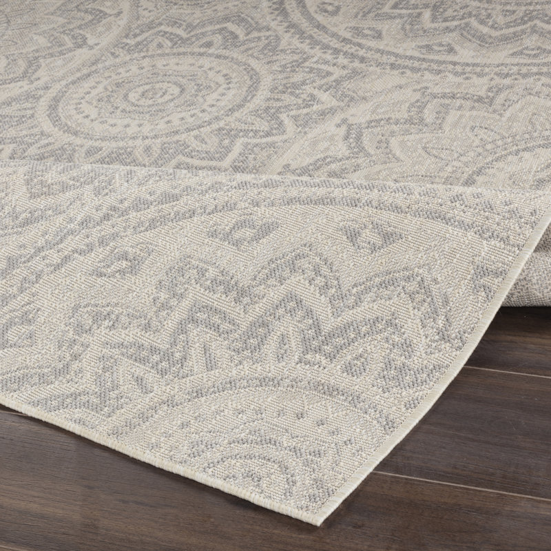 Ashfaq Indoor & Outdoor Boho Rug Ivory/Grey, Rectangle 80 x 150cm