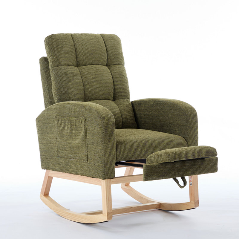 Chaise berçante avec pieds en bois massif, Cyan