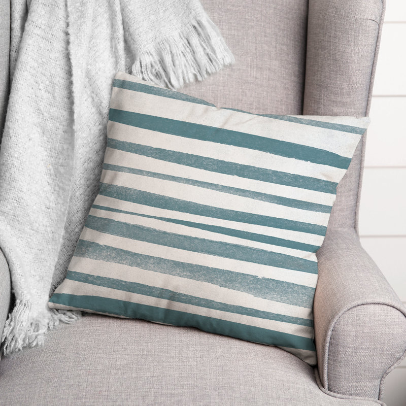  Coussin décoratif intérieur / extérieur à rayures, Bleu