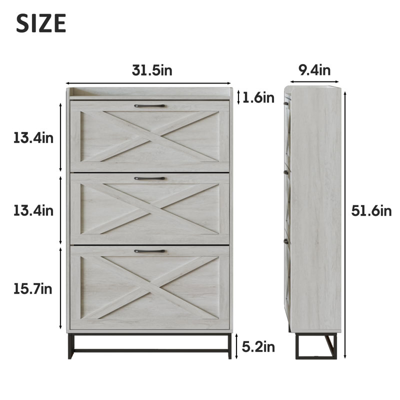 24 Pair Shoe Storage Cabinet, Beige
