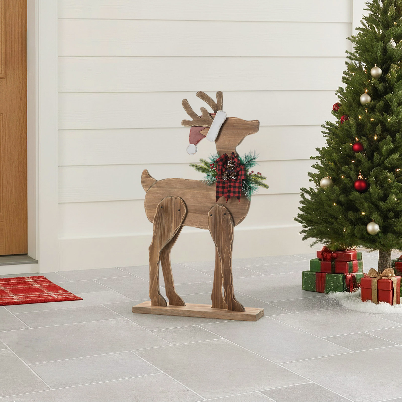 Lisdale Chunky Wooden Christmas Reindeer Porch Decor