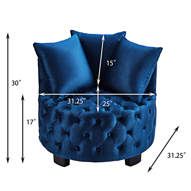 Chaise d'appoint rembourrée et capitonnée, Marine
