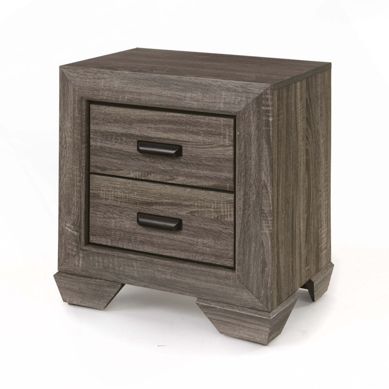 Table de chevet à finition grain de bois vieilli gris pour chambre à coucher et salon