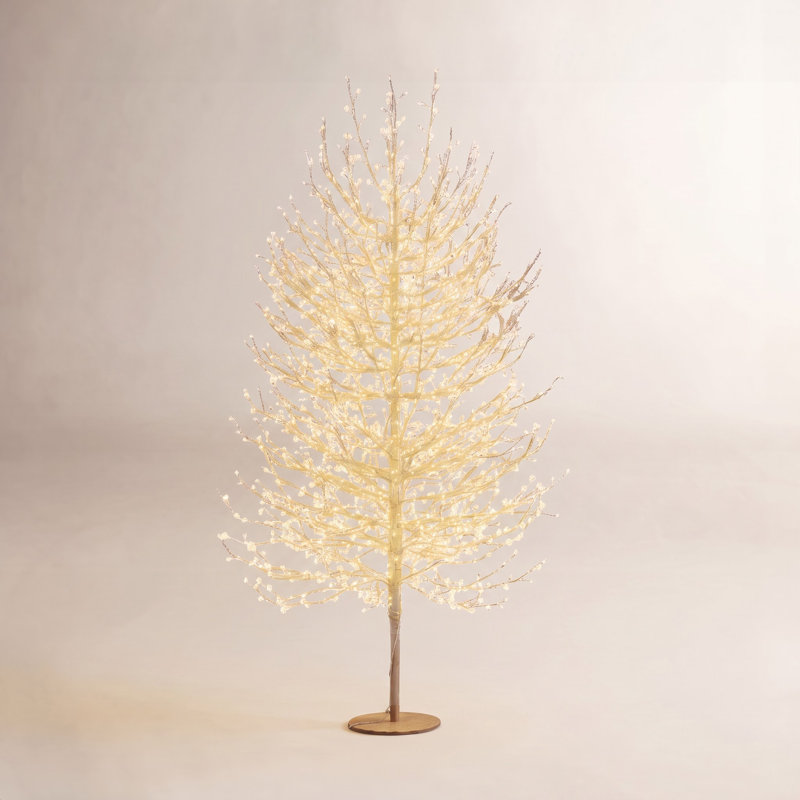 Bouleau avec lumières DEL blanc chaud, Blanc, H 70,86 po x L 20,8 po x P 20,8 po