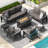 Modern Outdoor Patio Furniture With Coffee Table And Fire Pit-2030954985-2030954987