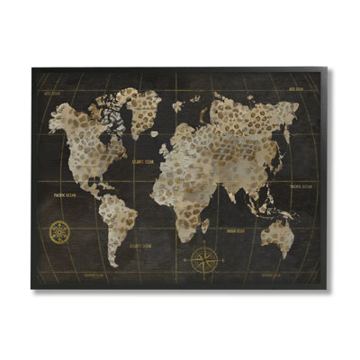 «Rustic Giraffe Animal Pattern Atlas Map Compass» par Nan - cadre photo, impression sur toile