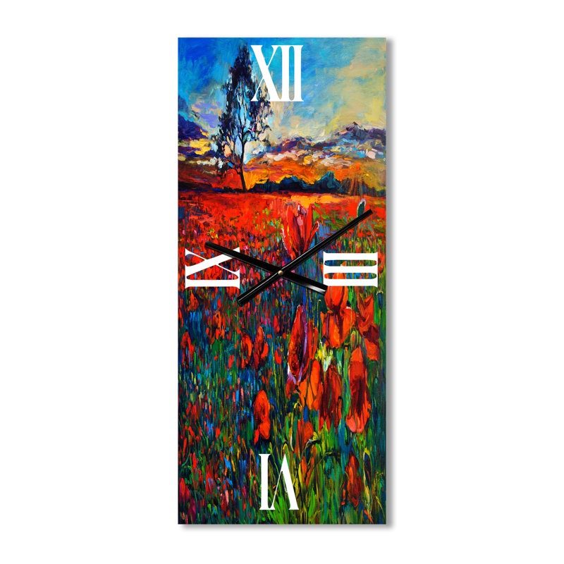 Horloge murale traditionnelle «Blossoming Poppy Fields», Grand