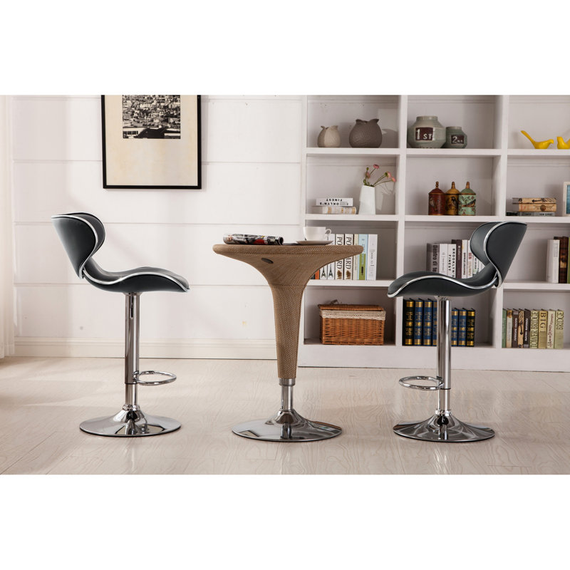 Upholstery Adjustable Swivel , Grey, 2 - Faux Leather Seat And Base For Living, Dining, Bar, Office, Outdoor 2 Grey With Seat, Cushions, Height, Living Room, Bar Furnishings