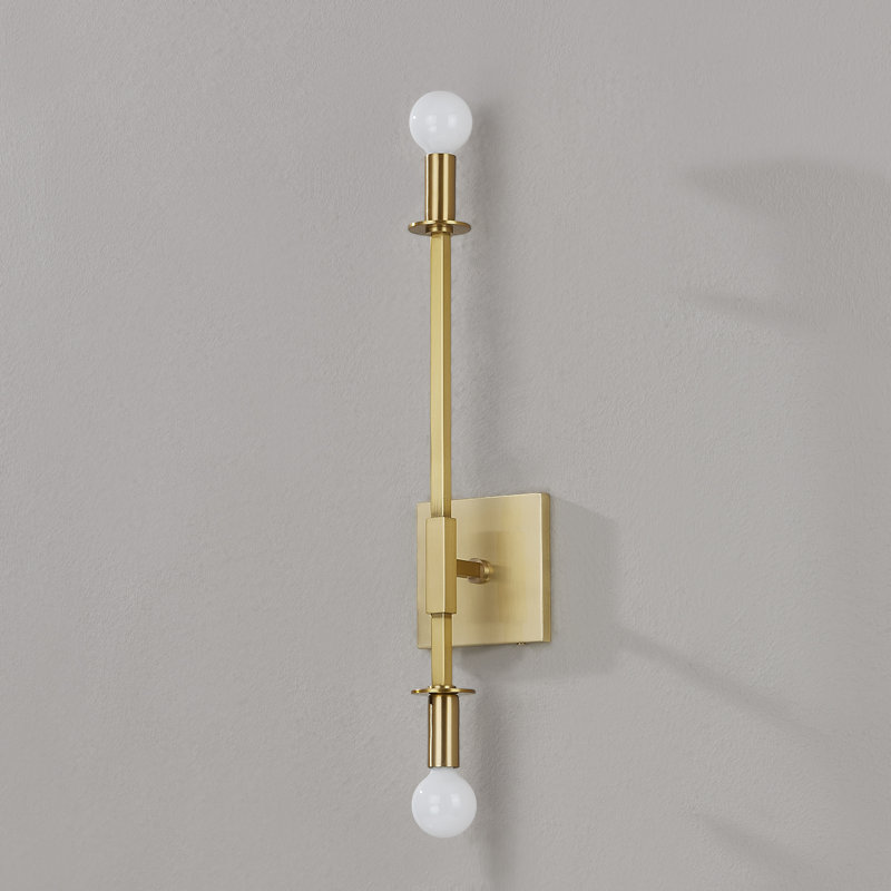 Milana 2 Light Wall Sconce, Aged Brass