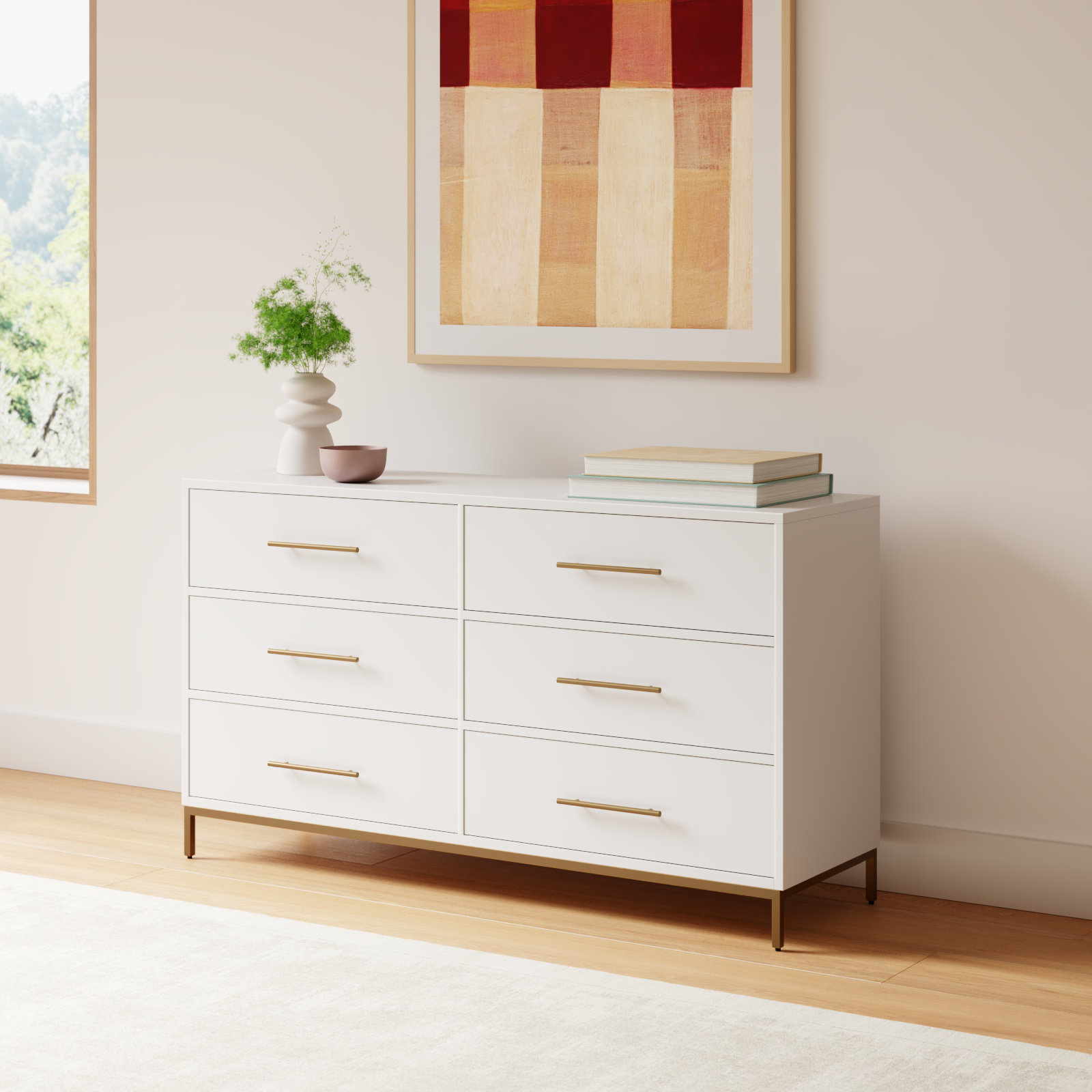Marino 60" Mahogany Double Dresser, White