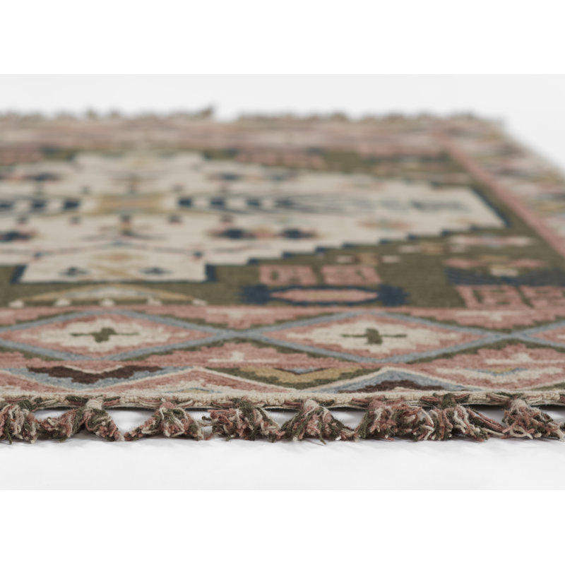 Tahoe Wool Oriental Area Rug in Brown/Green/Tan, Rectangle 2' x 3'