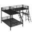 Lit superposé en métal avec lit mezzanine attaché et bureau