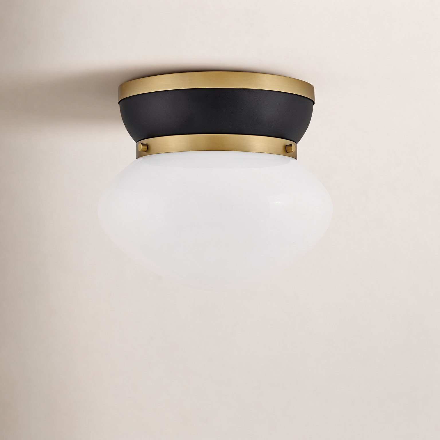 Misty Single Light Glass Flush Mount, Black