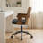 Breathable Cane Back Home Office Chair With Mid-Century Walnut Frame & Adjustable Swivel Base-1662000980