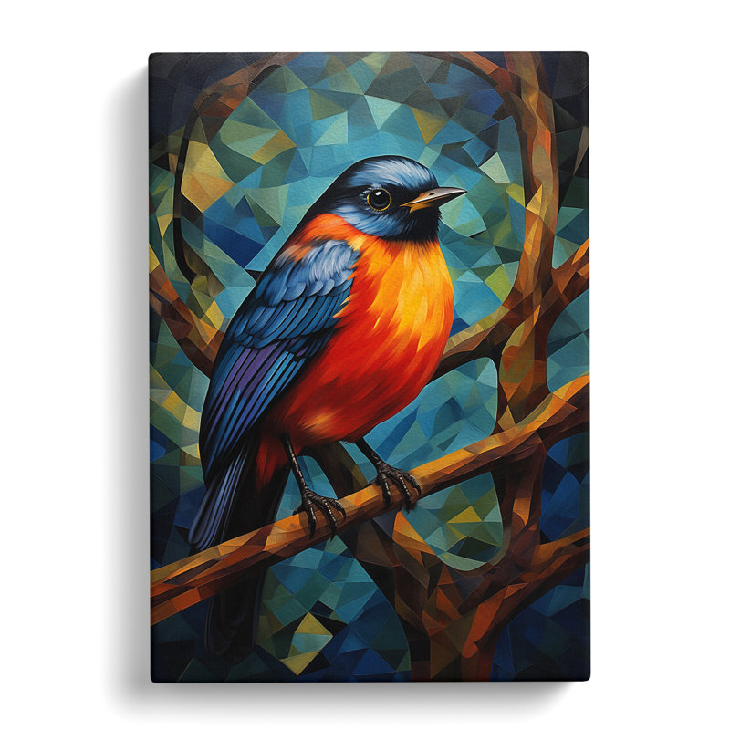 Robin Bird Orphism - Print, 76cm H x 50cm W x 3cm D