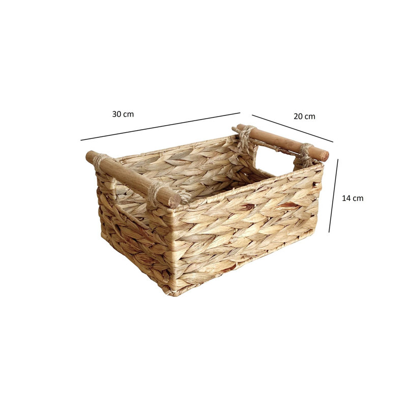 Beachcrest Home Water Hyacinth Decorative Basket, 30 x 20 x 14 cm