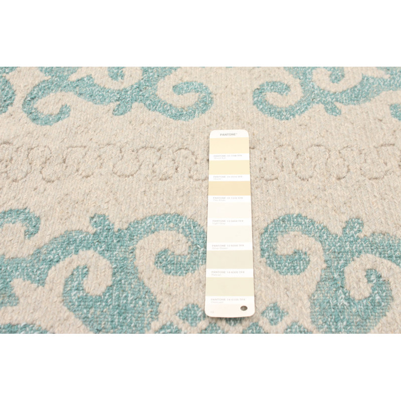 Tapis kaki clair en laine tissé à plat Kerensa, Rectangle 7 pi 9 po x 9 pi 9 po