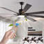Ventilateur de plafond à DEL 72 po en noyer avec 8 pales en bois, télécommande, température de couleur réglable pour le salon, la chambre à coucher ou la salle à manger