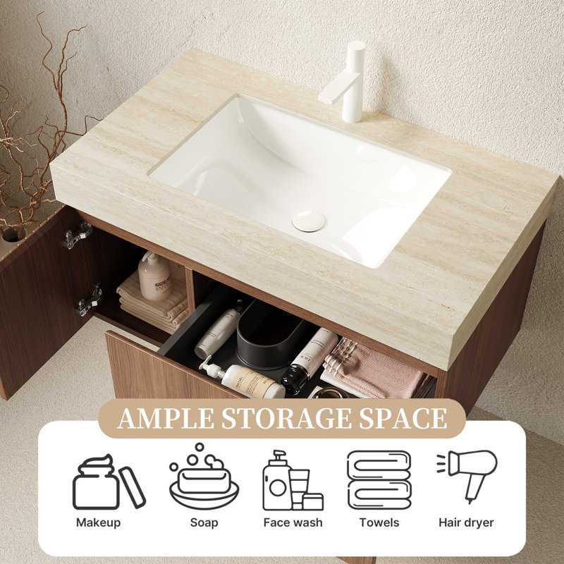 Armoire de salle de bain luxueuse en noyer de 36 po Luxury