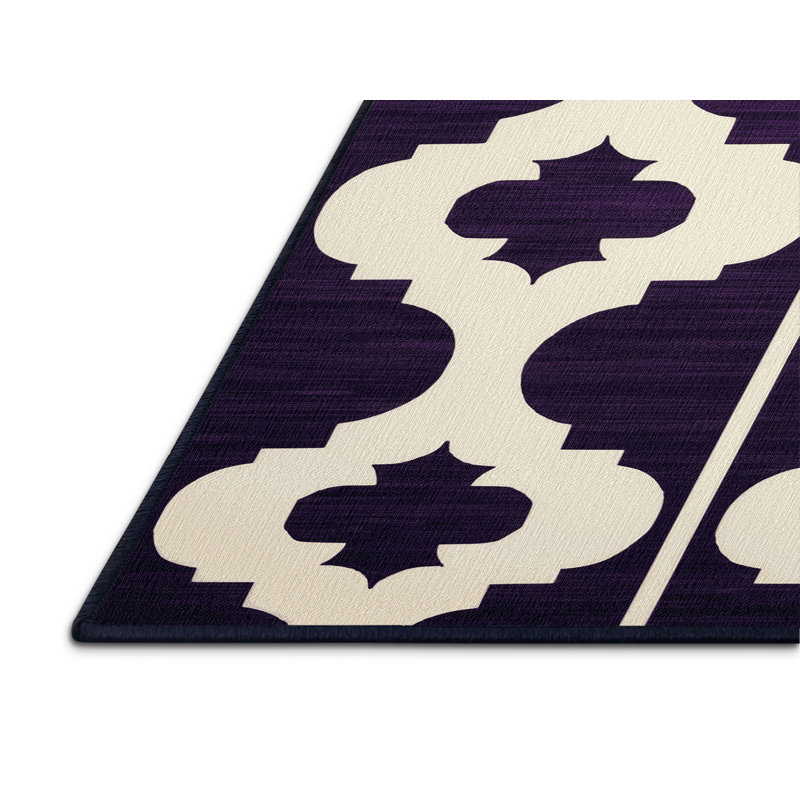 Tapis mauve lavable à la machine, Rond 7 pi