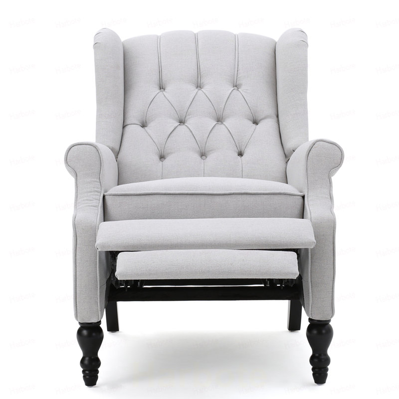 Fauteuil inclinable en tissu capitonné gris clair