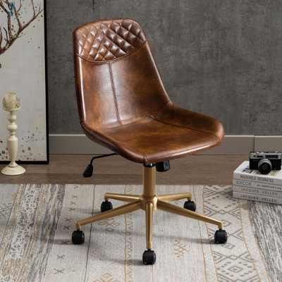 Chaise de travail sans accoudoirs en similicuir de 23 po Keavey 