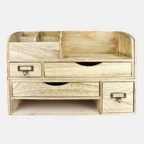 Wood Home Office Supplies Desk Organiser Desktop Shelf Storage