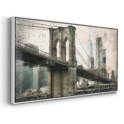 Pont de NY Brooklyn - Toile tendue avec châssis encadré - Prêt à être accroché